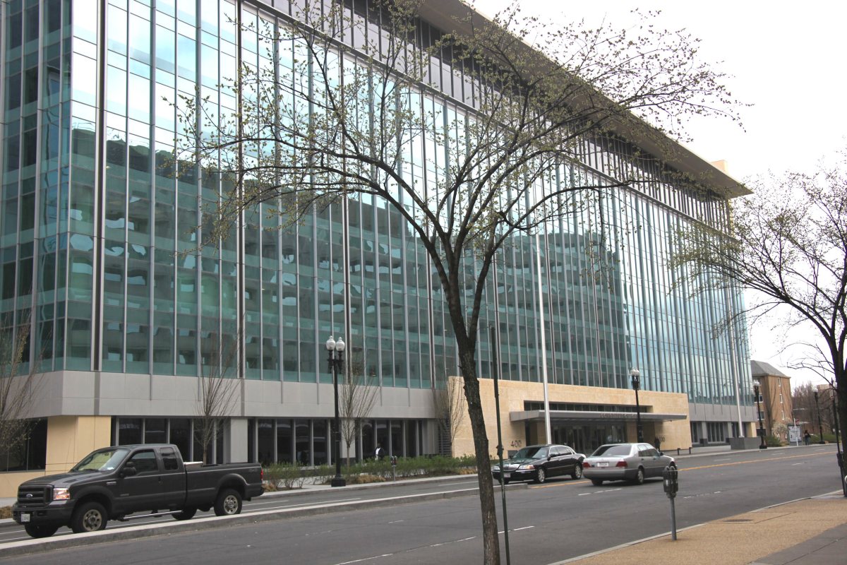 West facade of Constitution Center, the former David Nassif Building, in Washington, D.C.